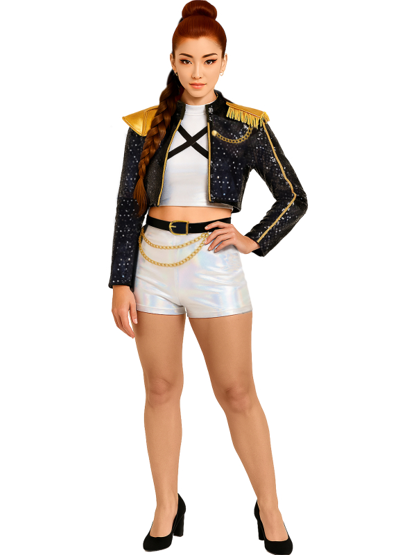 Déguisement K-Pop Pop-Star Silver Leader Femme