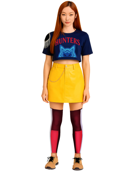 Pop Star Hunter – Déguisement K-Pop femme (jupe, t-shirt, chaussettes)
