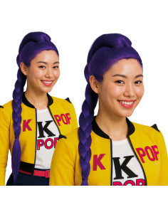 Perruque Femme Violette Longue Tressée Style K-Pop – Mystic Braid