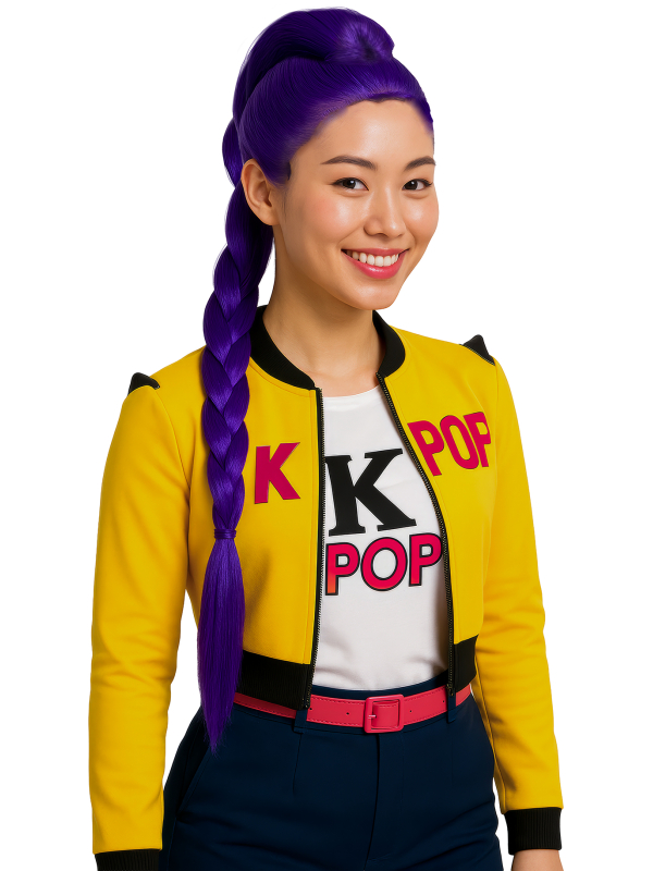Perruque Femme Violette Longue Tressée Style K-Pop – Mystic Braid