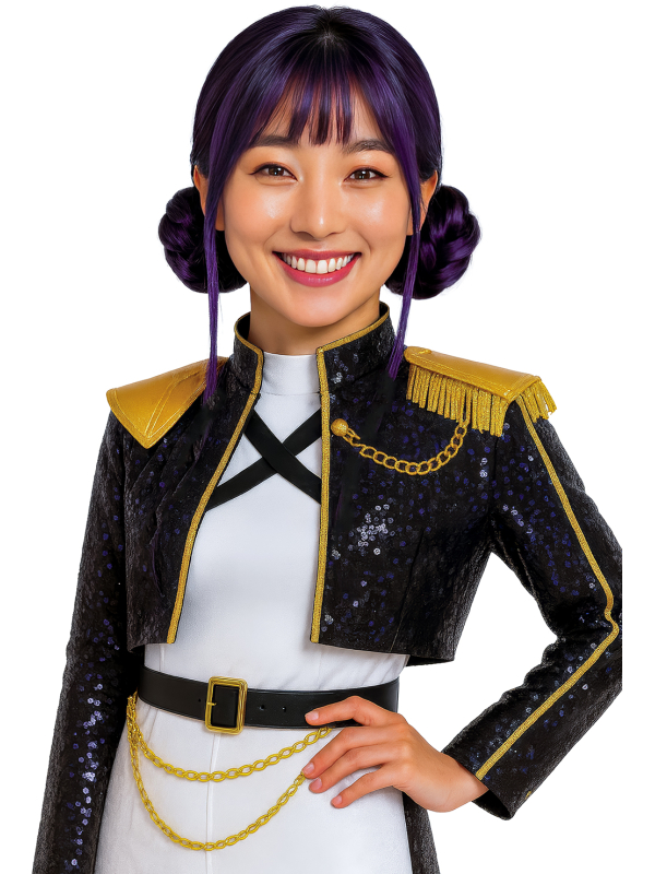 Perruque Violette à Double Chignon – Style K-Pop Star Leader (modèle Starry Buns