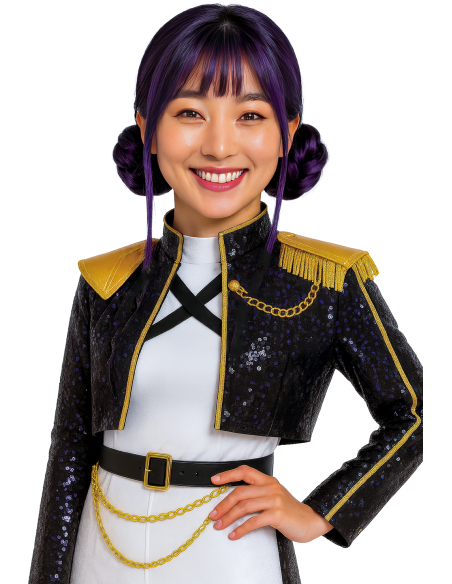 Perruque Violette à Double Chignon – Style K-Pop Star Leader (modèle Starry Buns
