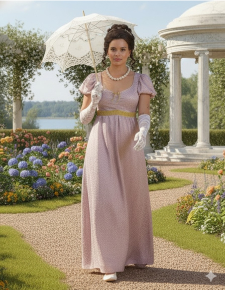 Robe Empire Régence Femme – Costume Historique Début XIXᵉ Siècle Inspiré du Style Bridgerton