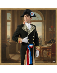 Costume Napoléon Bonaparte Homme – Veste d’Apparat Premier Empire avec Écharpe Tricolore