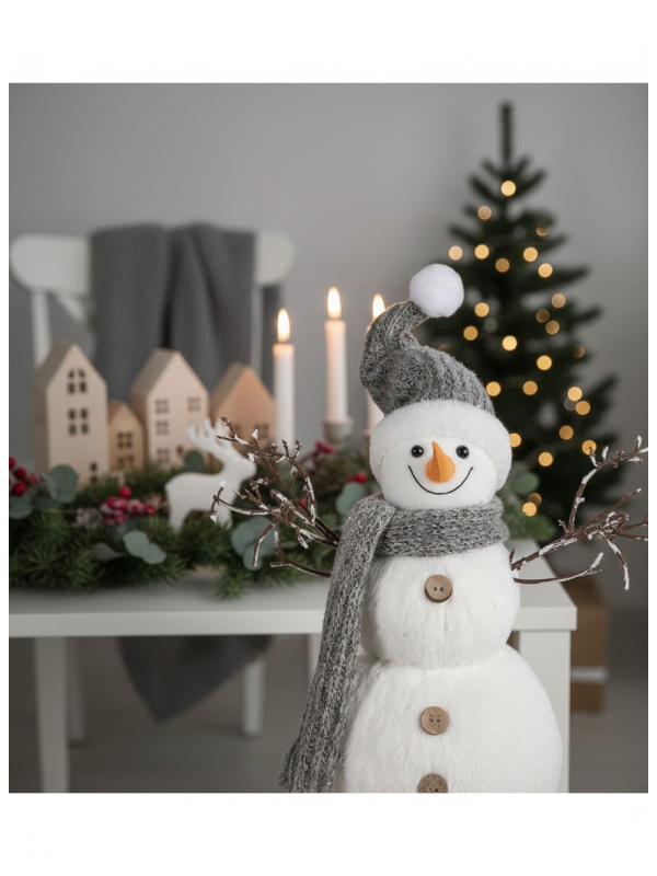 Bonhomme de neige décoratif 42 cm – Déco de Noël chaleureuse