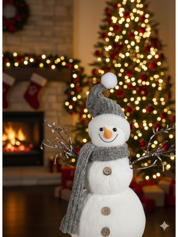 Bonhomme de neige décoratif 42 cm – Déco de Noël chaleureuse
