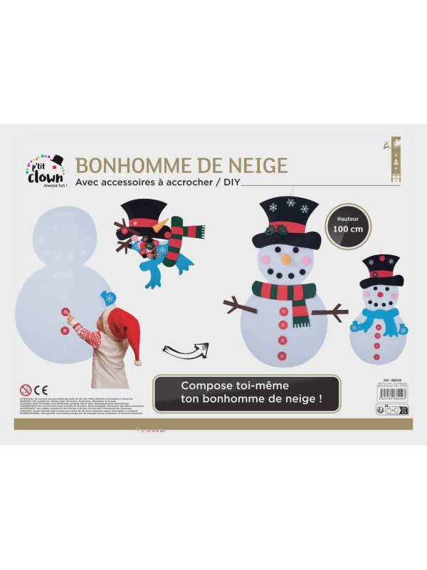 Bonhomme de neige DIY à accrocher – Activité manuelle de Noël 100 cm
