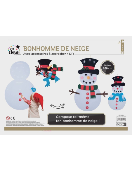 Bonhomme de neige DIY à accrocher – Activité manuelle de Noël 100 cm