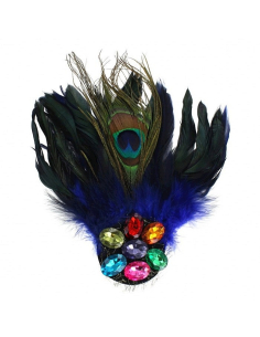 Broche plumes de paon avec pierres – 2 couleurs : Bleu ou Rouge 2