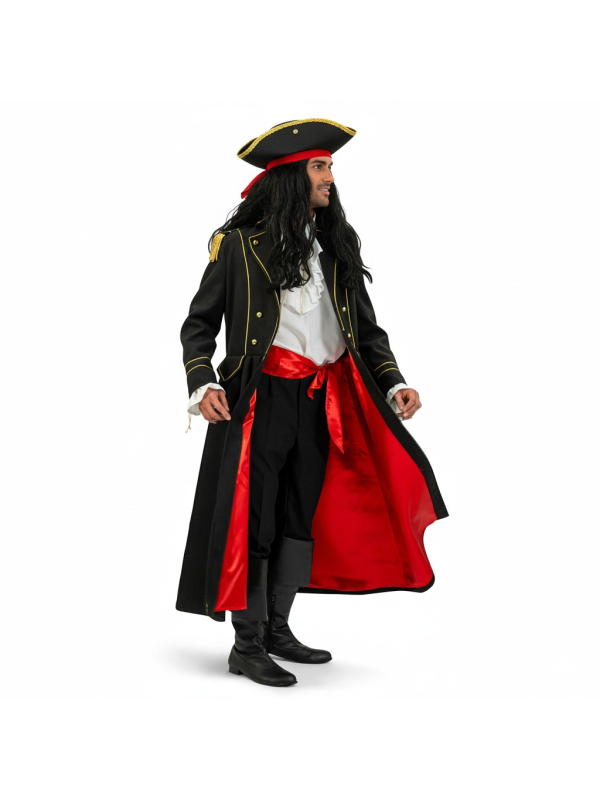 Manteau de pirate homme – Qualité luxe, doublé satin rouge (M à XL)