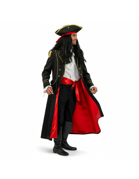 Manteau de pirate homme – Qualité luxe, doublé satin rouge (M à XL)