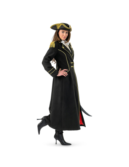 Manteau de pirate femme luxe, doublure rouge (S/M, M/L, L/XL)