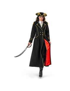 Manteau de pirate femme luxe, doublure rouge (S/M, M/L, L/XL) 2