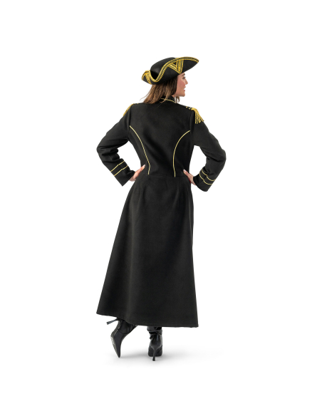 Manteau de pirate femme luxe, doublure rouge (S/M, M/L, L/XL)