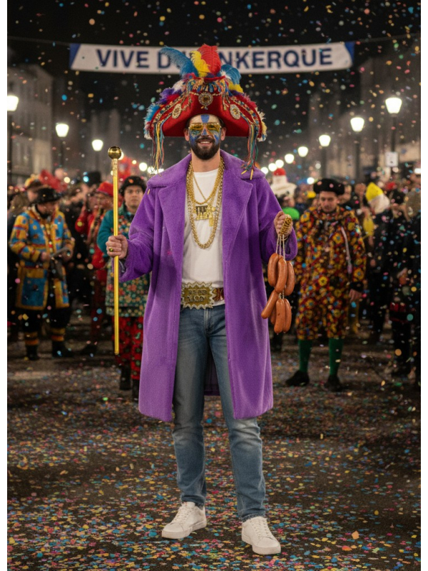 manteau violet carnaval de dunkerque fausse fourrure mixte homme femme Déguiz-Fêtes