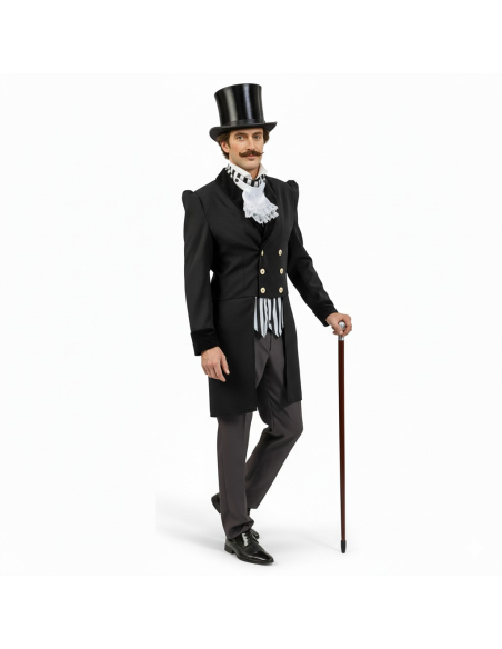 Costume Gentleman Victorien Homme – Queue de Pie, Jabot et Pantalon Style Charles Dickens