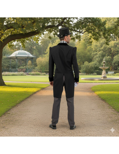Costume Gentleman Victorien Homme – Queue de Pie, Jabot et Pantalon Style Charles Dickens