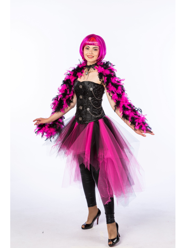 Tutu long asymétrique noir & fuchsia – Taille élastique (SM, L/XL)