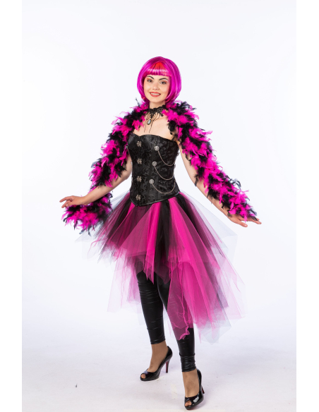 Tutu long asymétrique noir & fuchsia – Taille élastique (SM, L/XL)
