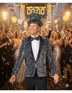 Veste homme à paillettes argent – Élégance, fête et style scintillant