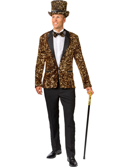 Veste homme à paillettes dorées – Chic, glamour et éclat festif