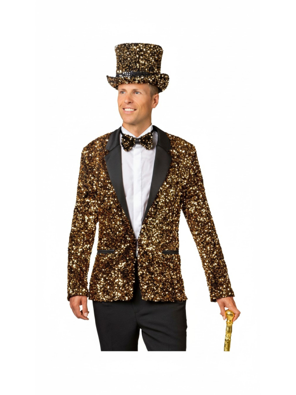 Veste homme à paillettes dorées – Chic, glamour et éclat festif