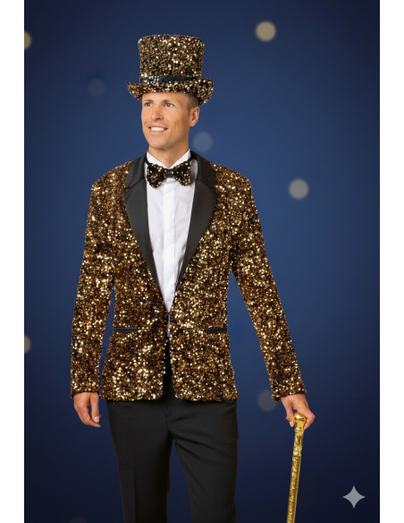 Veste homme à paillettes dorées – Chic, glamour et éclat festif