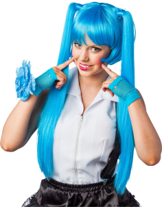 Perruque Hatsune Miku – Turquoise, longues doubles couettes & frange 2