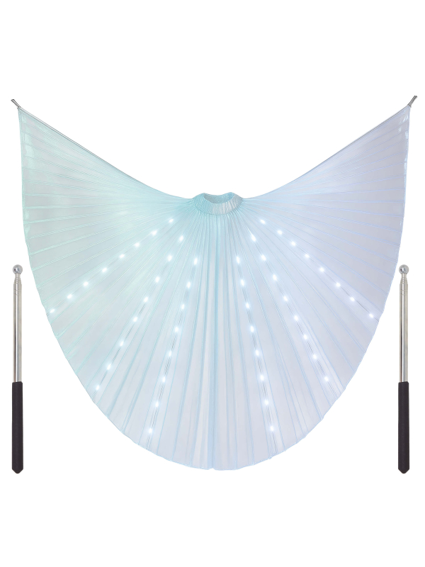 Cape irisée LED 140 cm – Ailes d’Isis lumineuses avec tiges