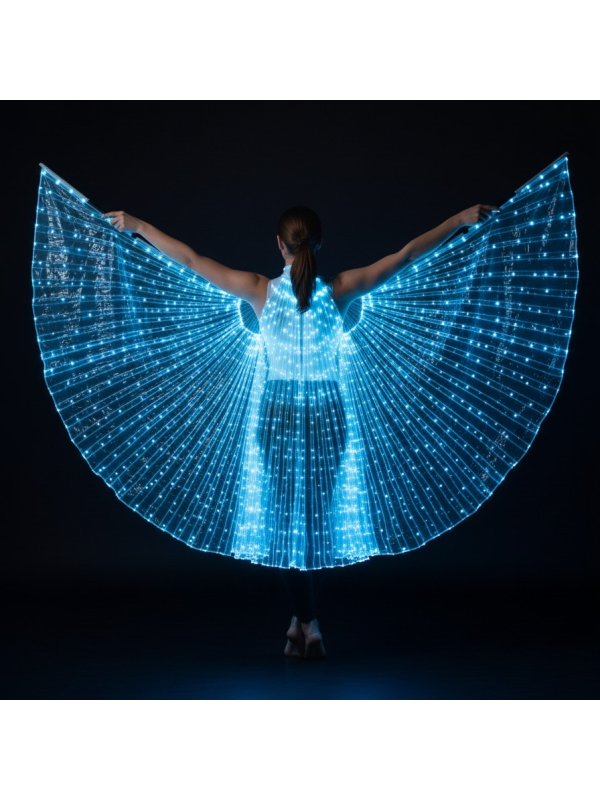 Cape irisée LED 140 cm – Ailes d’Isis lumineuses avec tiges