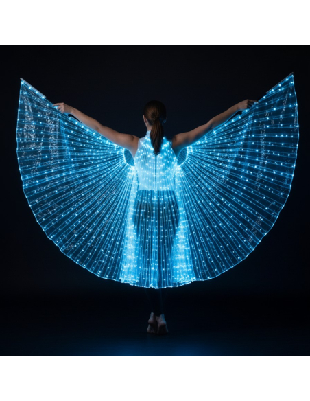 Cape irisée LED 140 cm – Ailes d’Isis lumineuses avec tiges
