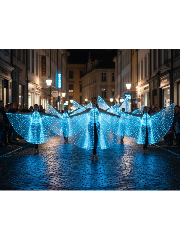 Cape irisée LED 140 cm – Ailes d’Isis lumineuses avec tiges