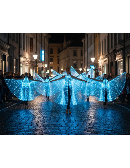 Cape irisée LED 140 cm – Ailes d’Isis lumineuses avec tiges