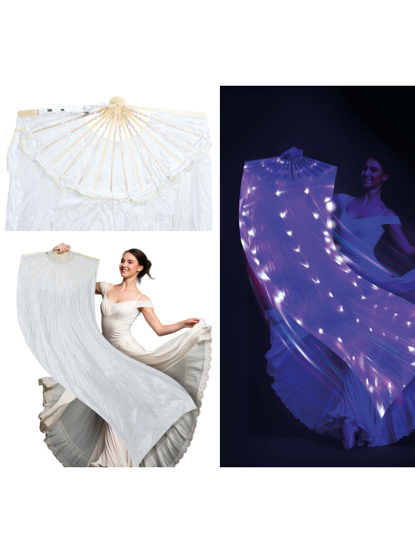 Éventail LED blanc 75 × 150 cm – Accessoire lumineux multifonction pour danse, festival & spectacle