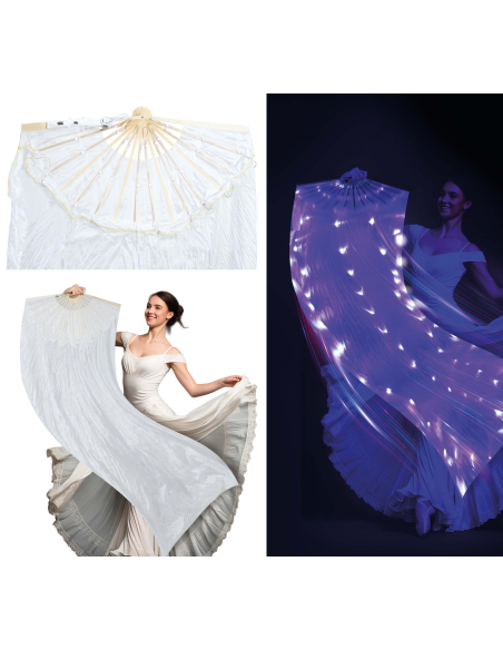 Éventail LED blanc 75 × 150 cm – Accessoire lumineux multifonction pour danse, festival & spectacle