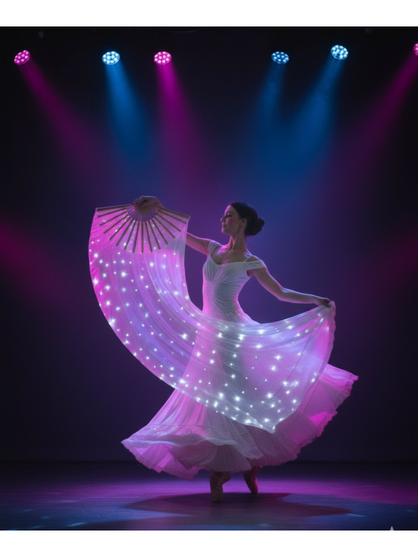 Éventail LED blanc 75 × 150 cm – Accessoire lumineux multifonction pour danse, festival & spectacle
