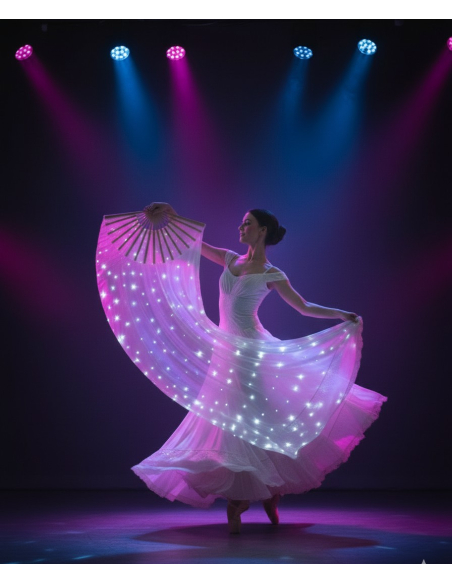 Éventail LED blanc 75 × 150 cm – Accessoire lumineux multifonction pour danse, festival & spectacle