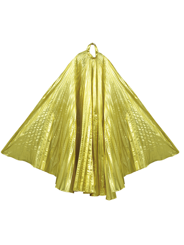 Cape plissée or 285 × 135 cm – Ailes d’Isis dorées pour danse, festival & spectacle