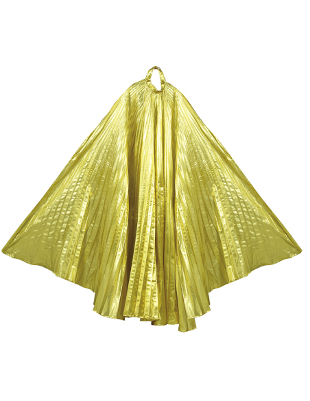 Cape plissée or 285 × 135 cm – Ailes d’Isis dorées pour danse, festival & spectacle