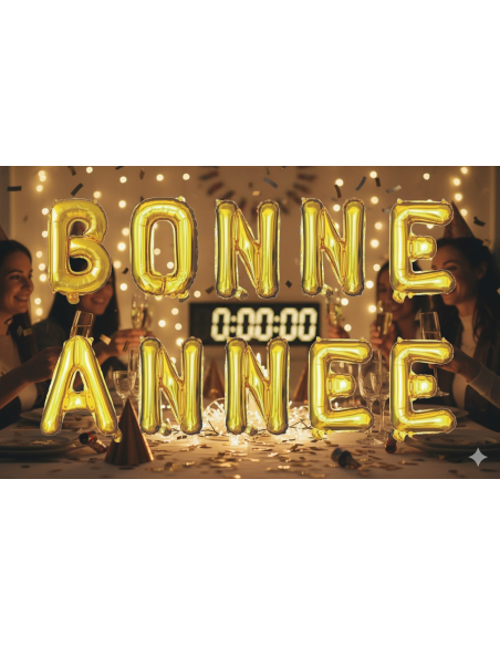 Ballons lettres « BONNE ANNÉE » 30 cm or