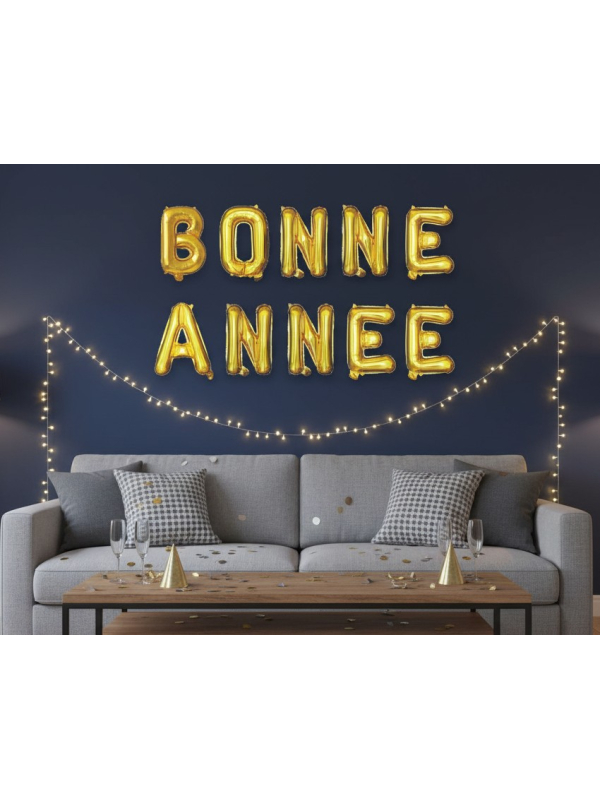 Ballons lettres « BONNE ANNÉE » 30 cm or