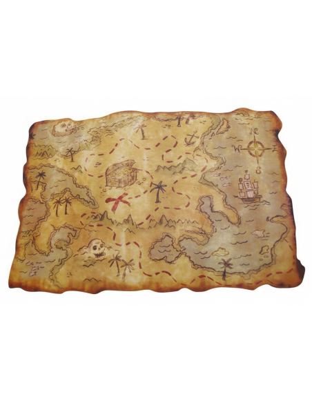 Carte au trésor pirate 29 x 45 cm – Accessoire de fête et déguisement pirate