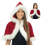 Capeline Mère Noël à capuche – velours rouge, bordure blanche (cape courte)