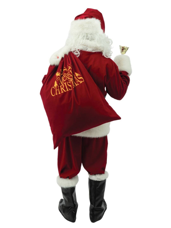 Costume Père Noël luxe – velours rouge & fausse fourrure avec perruque et barbe (S/M à XXL)