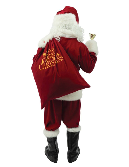 Costume Père Noël luxe – velours rouge & fausse fourrure avec perruque et barbe (S/M à XXL)