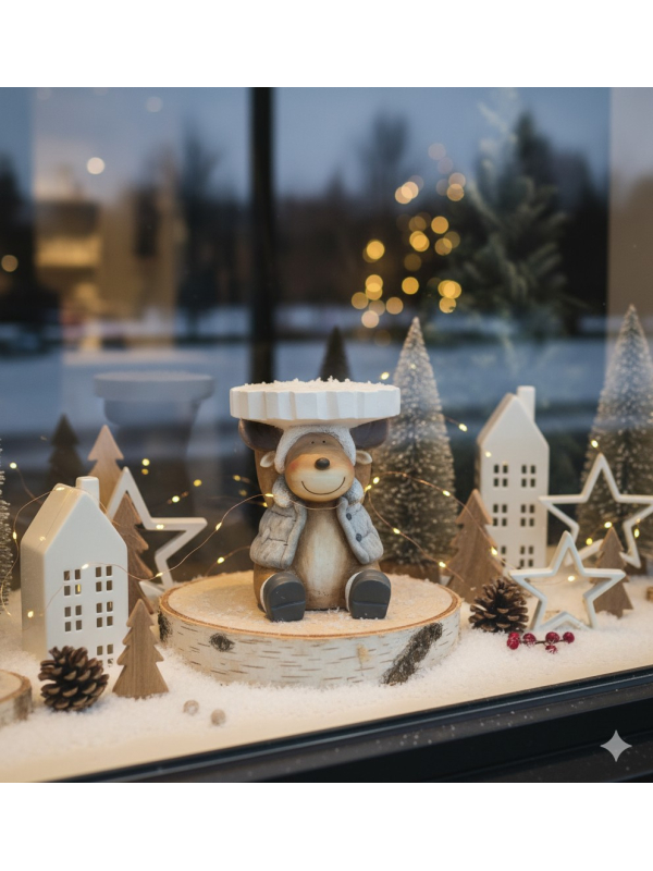 Support renne plateau flocon XL – déco Noël premium