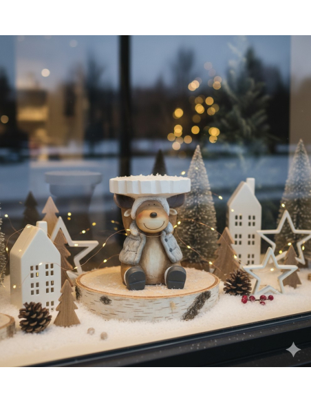 Support renne plateau flocon XL – déco Noël premium