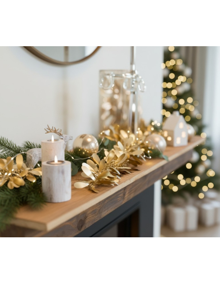 Guirlande de Noël dorée or mat – 2,7 m (qualité pro, légère)