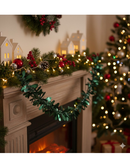 Guirlande de Noël vert mat – 2,7 m (qualité pro, légère)