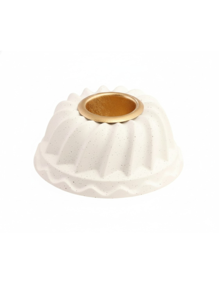 PORTE-BOUGIE chandelle en résine – forme moule à gâteau, blanc (Ø6,8 × H3,2 cm).
